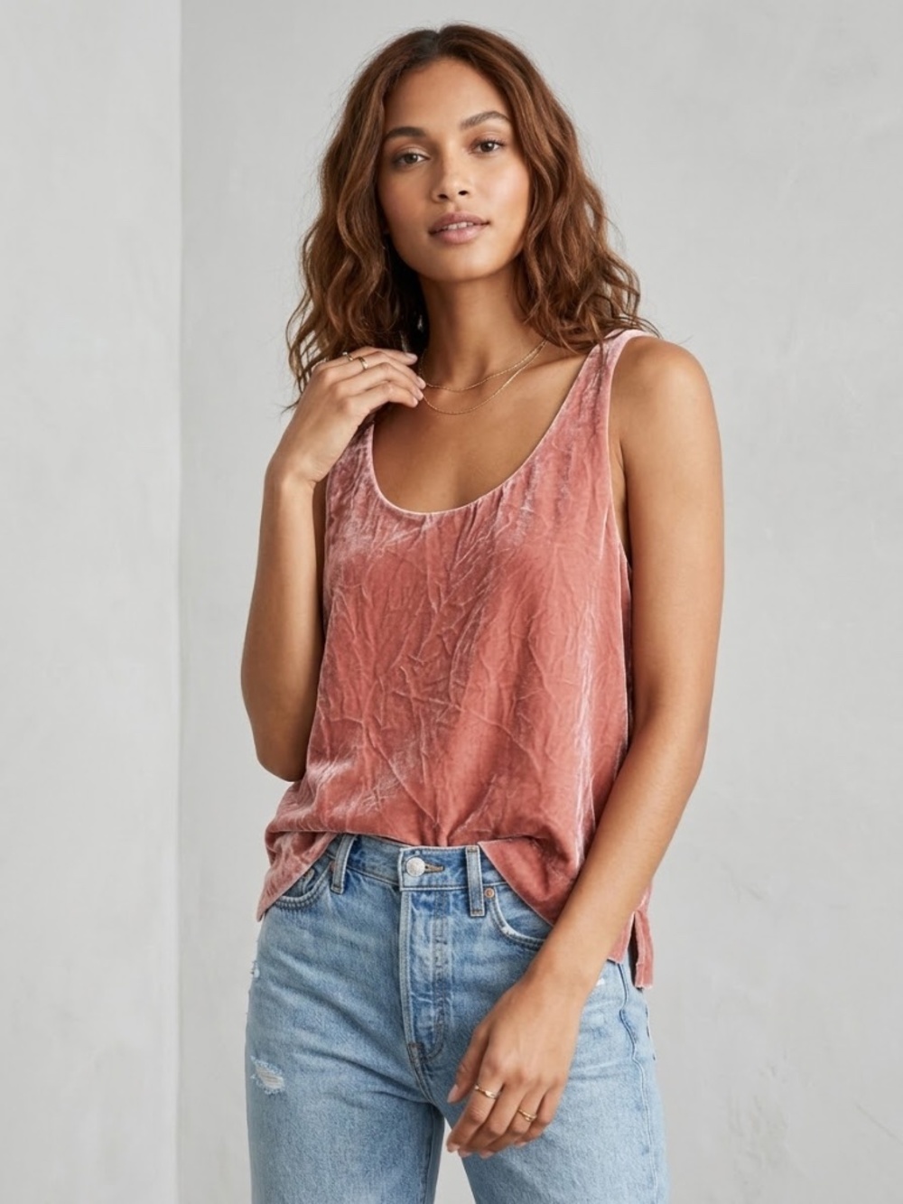 J. Crew Velvet Coral Tank Top